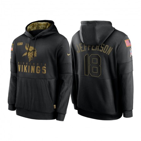 Men's Minnesota Vikings #18 Justin Jefferson 2020 Black Salute to Service Sideline Performance Pullover Hoodie Men's Minnesota Vikings #18 Justin Jefferson 2020 Black Salute to Service Sideline Performance Pullover Hoodie
