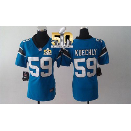Nike Panthers #59 Luke Kuechly Blue Alternate Super Bowl 50 Women's Stitched NFL Elite Jersey Nike Panthers #59 Luke Kuechly Blue Alternate Super Bowl 50 Women's Stitched NFL Elite Jersey