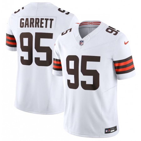 Men's Cleveland Browns #95 Myles Garrett White 2023 F.U.S.E. Vapor Untouchable Limited Stitched Jersey Men's Cleveland Browns #95 Myles Garrett White 2023 F.U.S.E. Vapor Untouchable Limited Stitched Jersey
