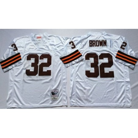 Mitchell And Ness 1963 Browns #32 Jim Brown White Throwback Stitched NFL Jersey Mitchell And Ness 1963 Browns #32 Jim Brown White Throwback Stitched NFL Jersey