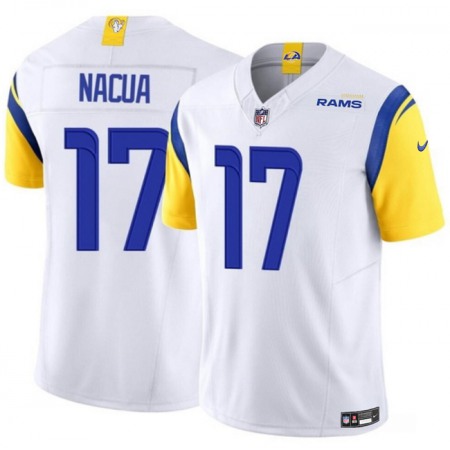 Men's Los Angeles Rams #17 Puka Nacua White 2023 F.U.S.E. Vapor Untouchable Stitched Football Jersey Men's Los Angeles Rams #17 Puka Nacua White 2023 F.U.S.E. Vapor Untouchable Stitched Football Jersey