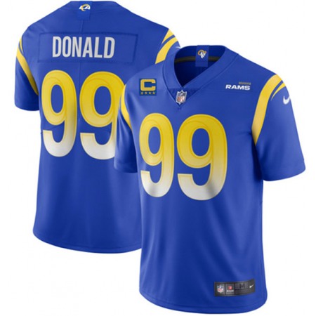 Men's Los Angeles Rams #99 Aaron Donald 2022 Royal With 4-star C Patch Vapor Untouchable Limited Stitched Jersey Men's Los Angeles Rams #99 Aaron Donald 2022 Royal With 4-star C Patch Vapor Untouchable Limited Stitched Jersey