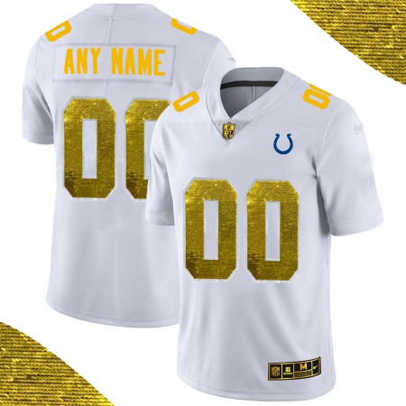 Men's Indianapolis Colts ACTIVE PLAYER White Custom Gold Fashion Edition Limited Stitched Jersey Men's Indianapolis Colts ACTIVE PLAYER White Custom Gold Fashion Edition Limited Stitched Jersey