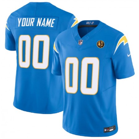Men's Los Angeles Chargers Active Player Custom Light Blue 2023 F.U.S.E. With John Madden Patch Vapor Limited Stitched Football Jersey Men's Los Angeles Chargers Active Player Custom Light Blue 2023 F.U.S.E. With John Madden Patch Vapor Limited Stitched Football Jersey