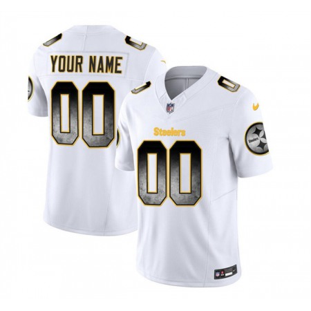 Men's Pittsburgh Steelers Active Player Custom White 2023 F.U.S.E. Smoke Vapor Untouchable Limited Stitched Jersey Men's Pittsburgh Steelers Active Player Custom White 2023 F.U.S.E. Smoke Vapor Untouchable Limited Stitched Jersey