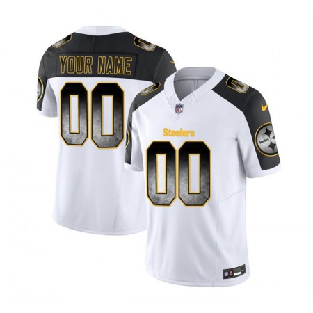 Men's Pittsburgh Steelers Active Player Custom White/Black 2023 F.U.S.E. Smoke Vapor Untouchable Limited Stitched Jersey Men's Pittsburgh Steelers Active Player Custom White/Black 2023 F.U.S.E. Smoke Vapor Untouchable Limited Stitched Jersey