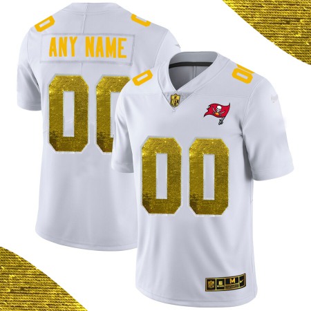 Men's Tampa Bay Buccaneers ACTIVE PLAYER White Custom Gold Fashion Edition Limited Stitched Jersey Men's Tampa Bay Buccaneers ACTIVE PLAYER White Custom Gold Fashion Edition Limited Stitched Jersey