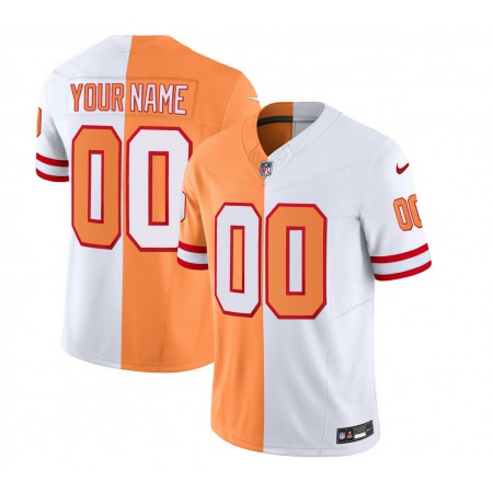 Men's Tampa Bay Buccaneers Active Player Custom 2023 F.U.S.E.White/Orange Split Throwback Limited Stitched Jersey Men's Tampa Bay Buccaneers Active Player Custom 2023 F.U.S.E.White/Orange Split Throwback Limited Stitched Jersey