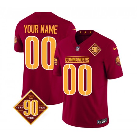 Men's Washington Commanders Active Player Custom Burgundy 2023 F.U.S.E. 90th Anniversary Vapor Limited Stitched Football Jersey Men's Washington Commanders Active Player Custom Burgundy 2023 F.U.S.E. 90th Anniversary Vapor Limited Stitched Football Jersey
