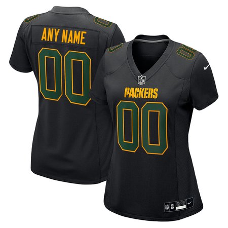 Women's Green Bay Packers Custom Nike Carbon Black Fashion Game Jersey